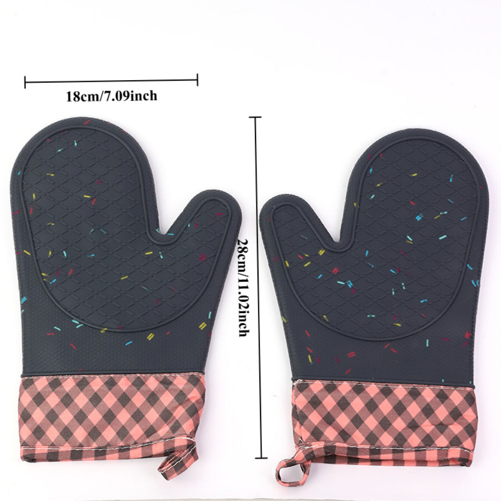 Silicone Oven Mitts (2-Pack) - Heat Resistant to 500°F, Waterproof Kitchen Gloves