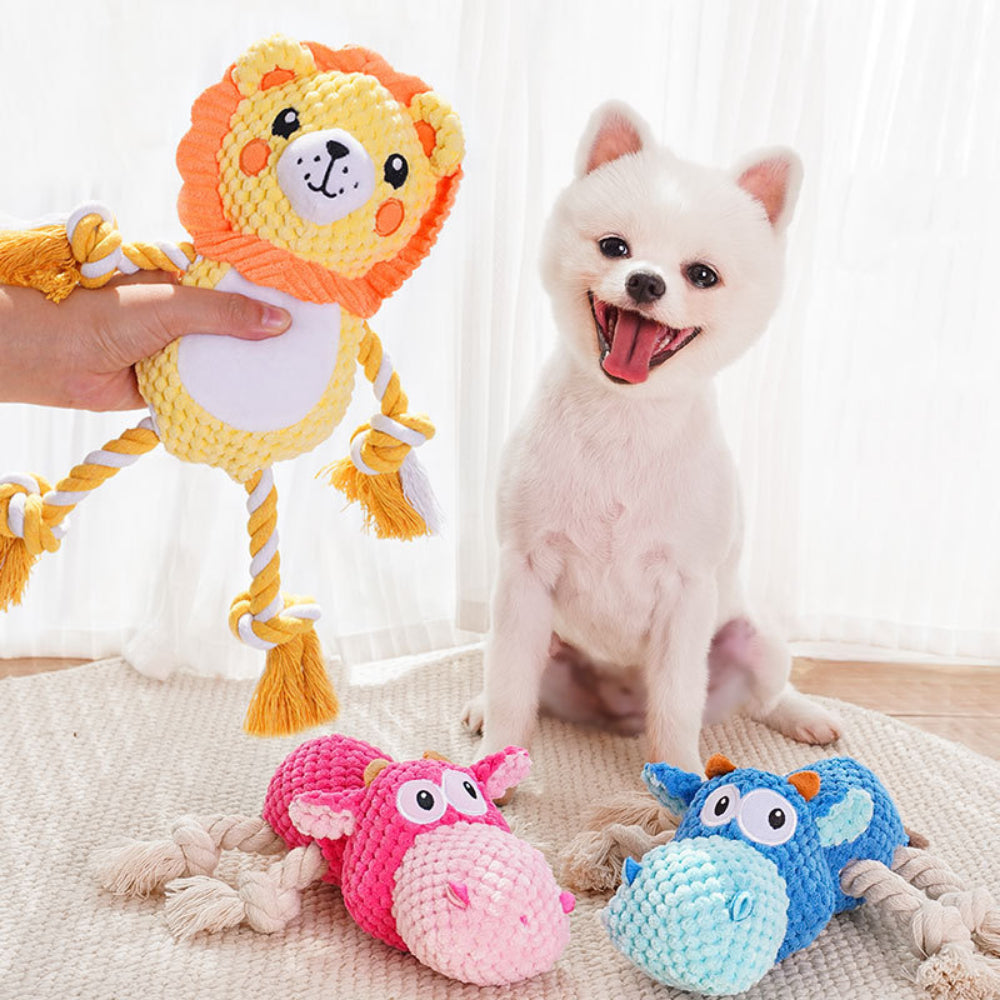 Durable Squeaky Dog Toys – Cute Plush & Rope Chew Toys for Small & Medium Dogs, Indoor/Outdoor Play, Perfect Pet Gift