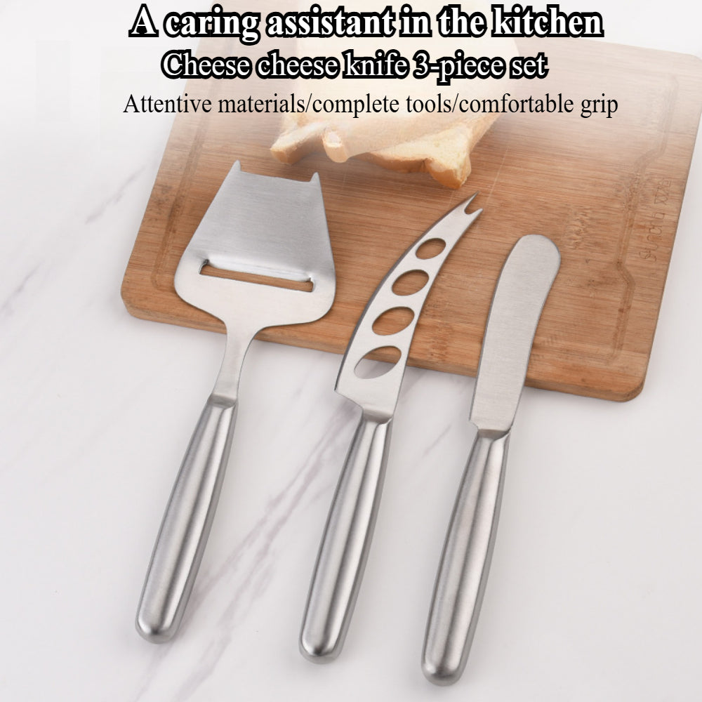 3-Piece Stainless Steel Cheese Knife Set - Professional Cheese Planer & Butter Slicer Kit for Kitchen, Dining, Charcuterie Boards