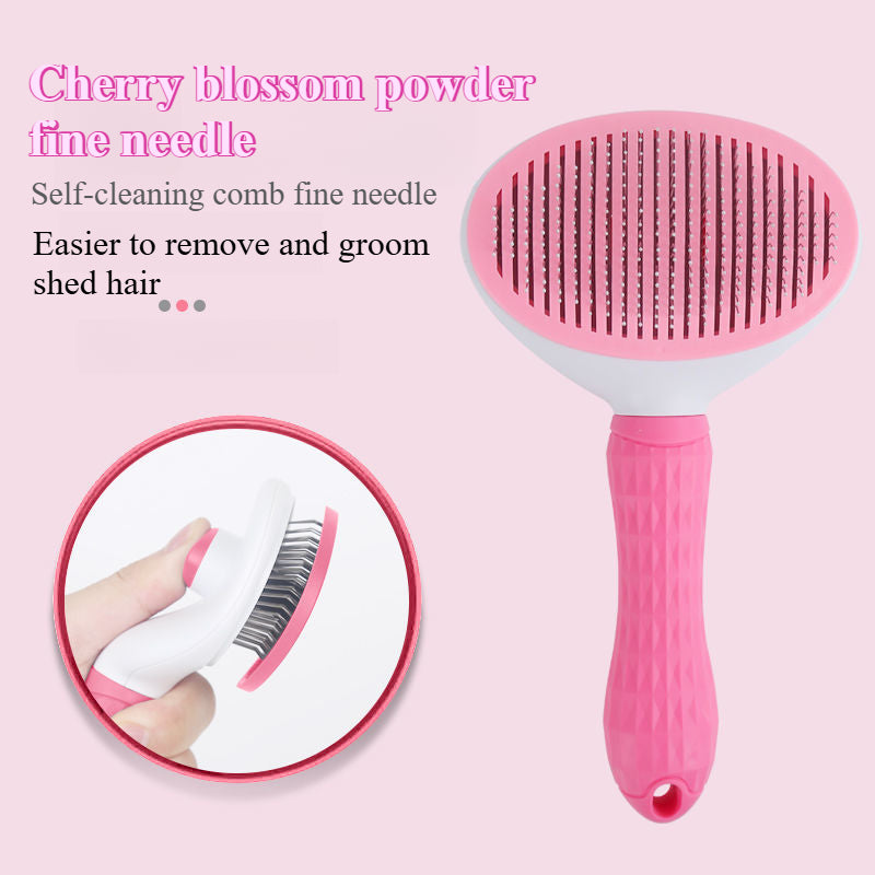 Professional Pet Slicker Brush - One Click Self-Cleaning Stainless Steel Brush for Dog & Cat Grooming