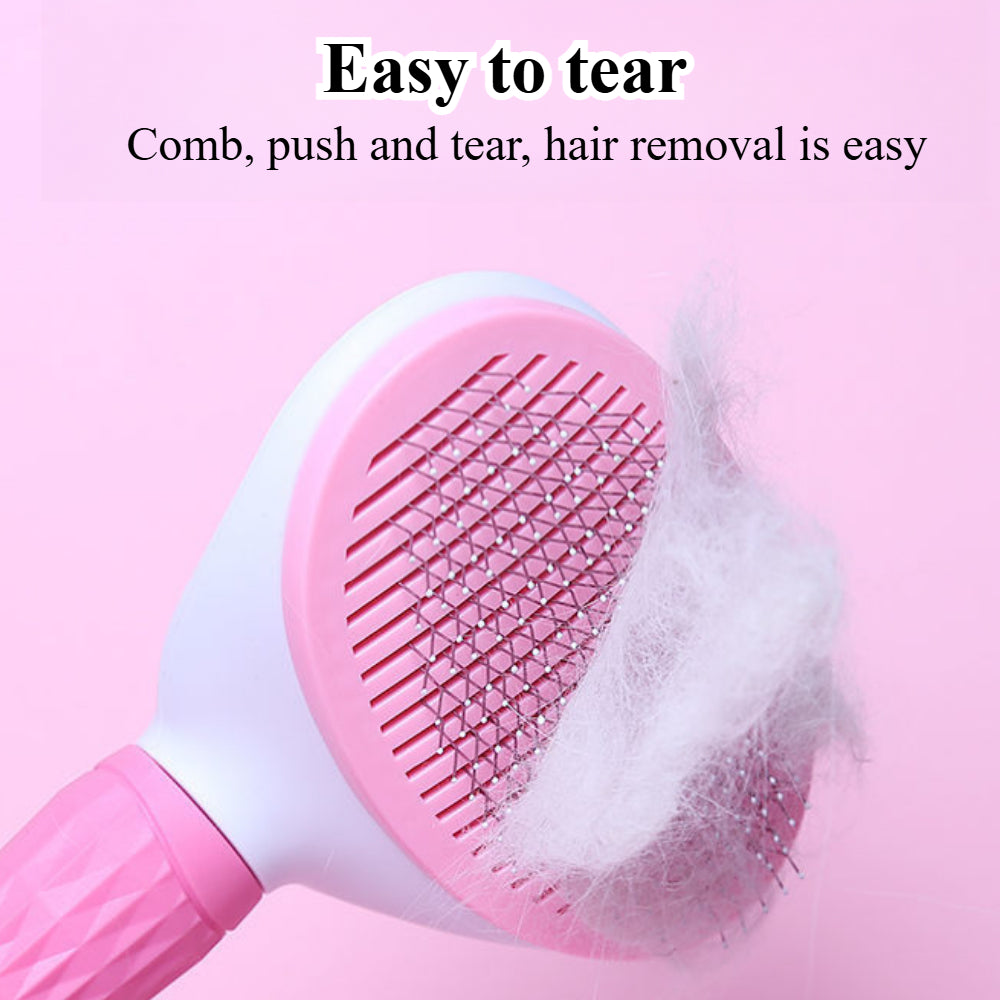 Professional Pet Slicker Brush - One Click Self-Cleaning Stainless Steel Brush for Dog & Cat Grooming