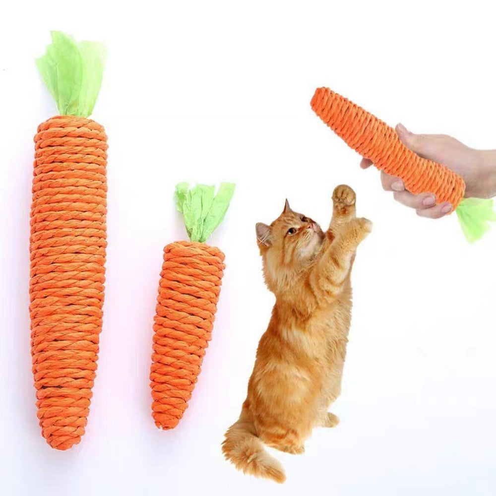 Orange Sisal Carrot Cat Toy - Dental Chew & Interactive Teether for Kittens