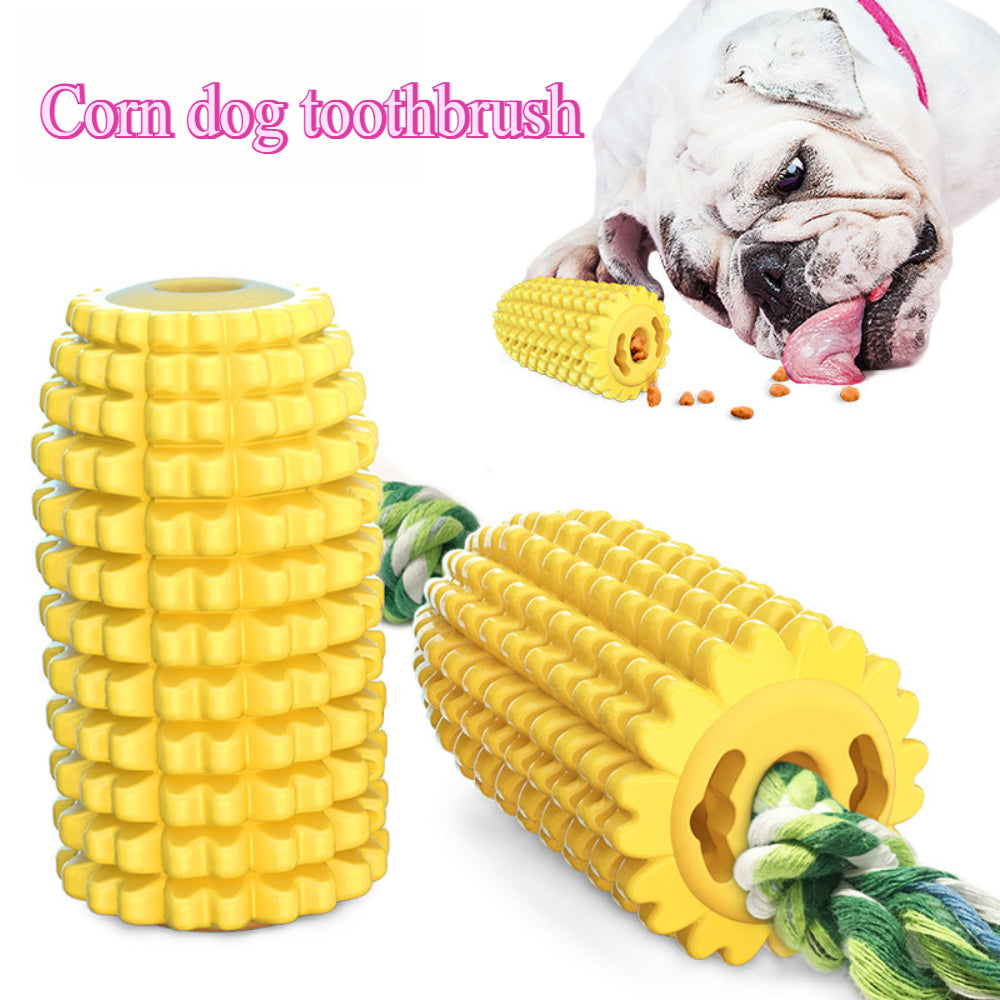Tough Corn Dog Chew Toys - Durable Rubber Squeaky Toys for Aggressive Chewers