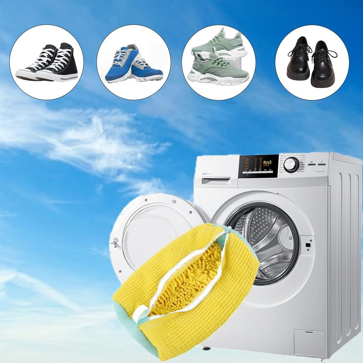 Reusable Shoe Washing Machine Bags (2-Pack) – 360° Deep Clean for Sneakers – Washer & Dryer Safe Laundry Bags