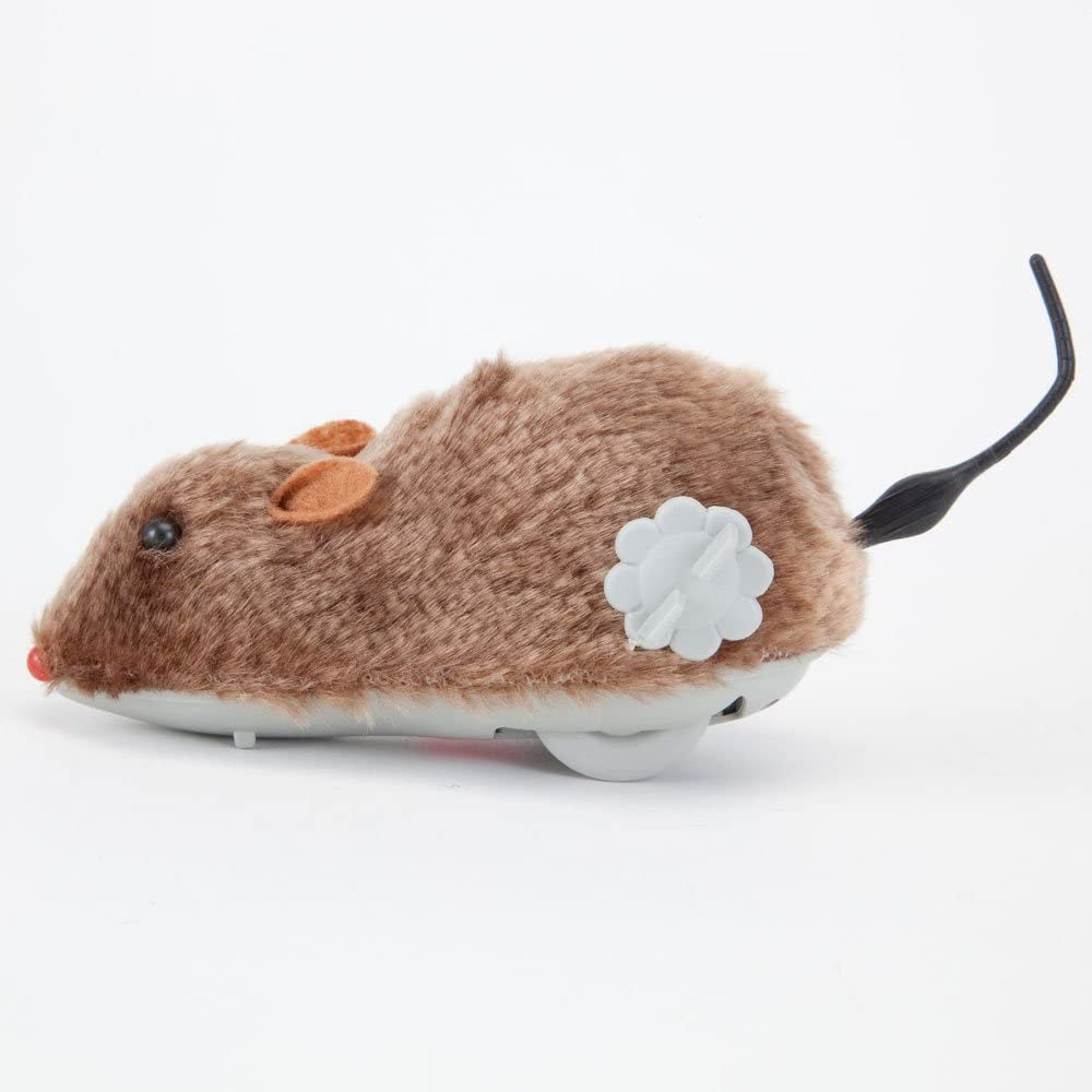 4-Pack Wind Up Mouse Cat Toys - Interactive Plush Mice with Clockwork Movement for Indoor Cats, Fun Chasing & Play
