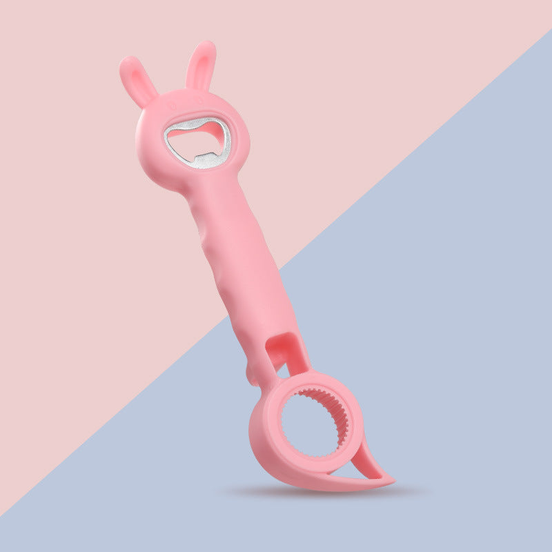 2PCS 4-in-1 Multi-Function Bottle & Jar Opener Set - Cute Rabbit Design for Elderly/Children + Kitchen Can/Beer Opener Tool