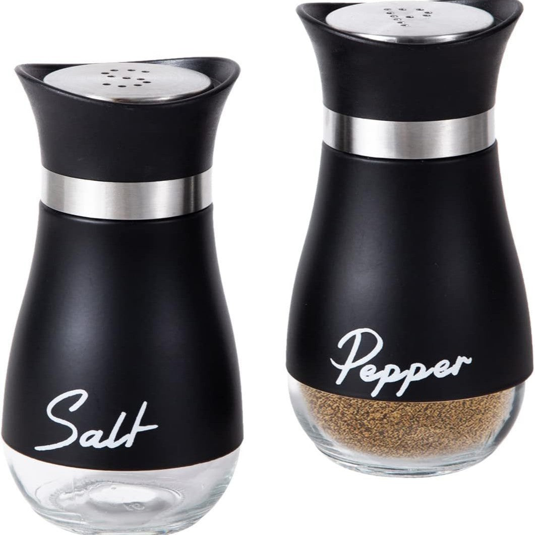 Stainless Steel Salt and Pepper Shakers Set – Premium Glass-Bottom Dispensers for Kitchen, BBQ, Camping & Table Use