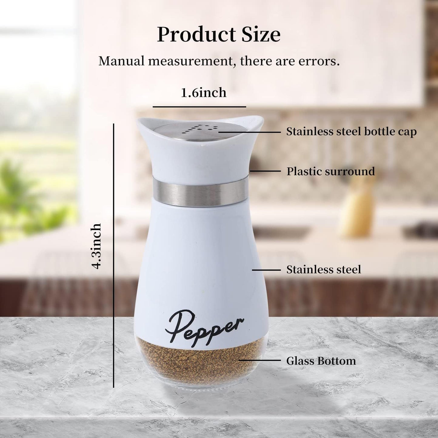 Stainless Steel Salt and Pepper Shakers Set – Premium Glass-Bottom Dispensers for Kitchen, BBQ, Camping & Table Use