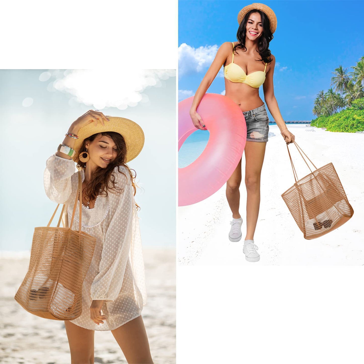 Stylish Foldable Mesh Tote Bag – Perfect for Beach, Picnic & Everyday Use