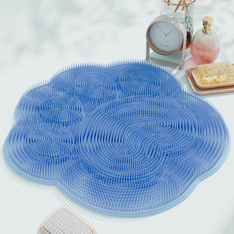 Silicone Shower Foot Scrubber Mat - Wall Mounted with Non-Slip Suction Cups, Exfoliating Massage Pad for Bath & Pedicure