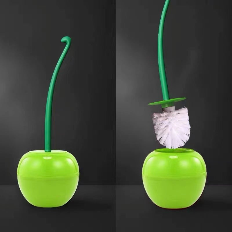 Cherry Toilet Brush Set - Creative, Rust-Resistant with Holder & Long Handle for Deep Cleaning & Bathroom Decor