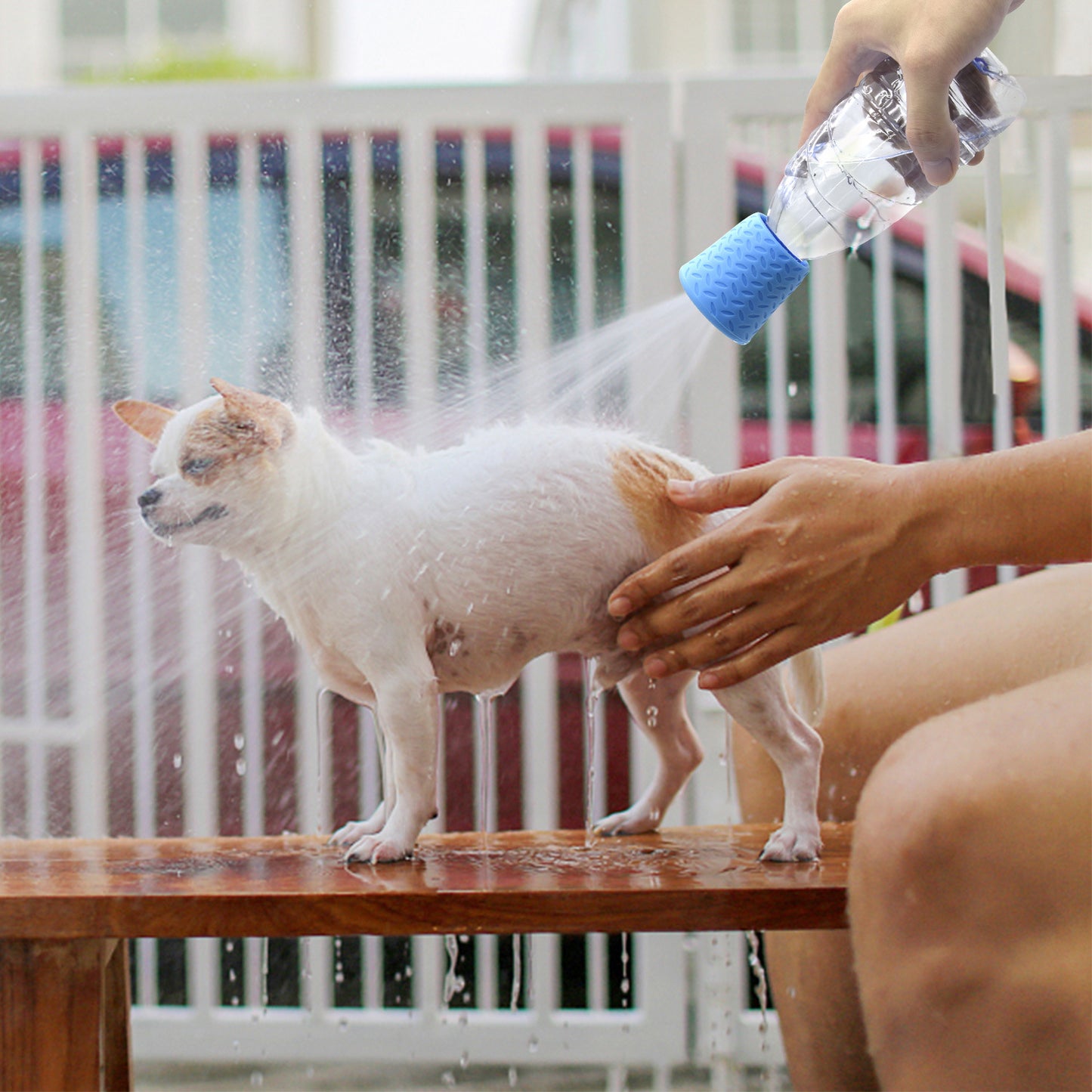 3-in-1 Portable Camp Shower Kit - Universal Water Bottle Sprayer Attachment for Outdoor, Pets & Travel (Tri-Color Set)