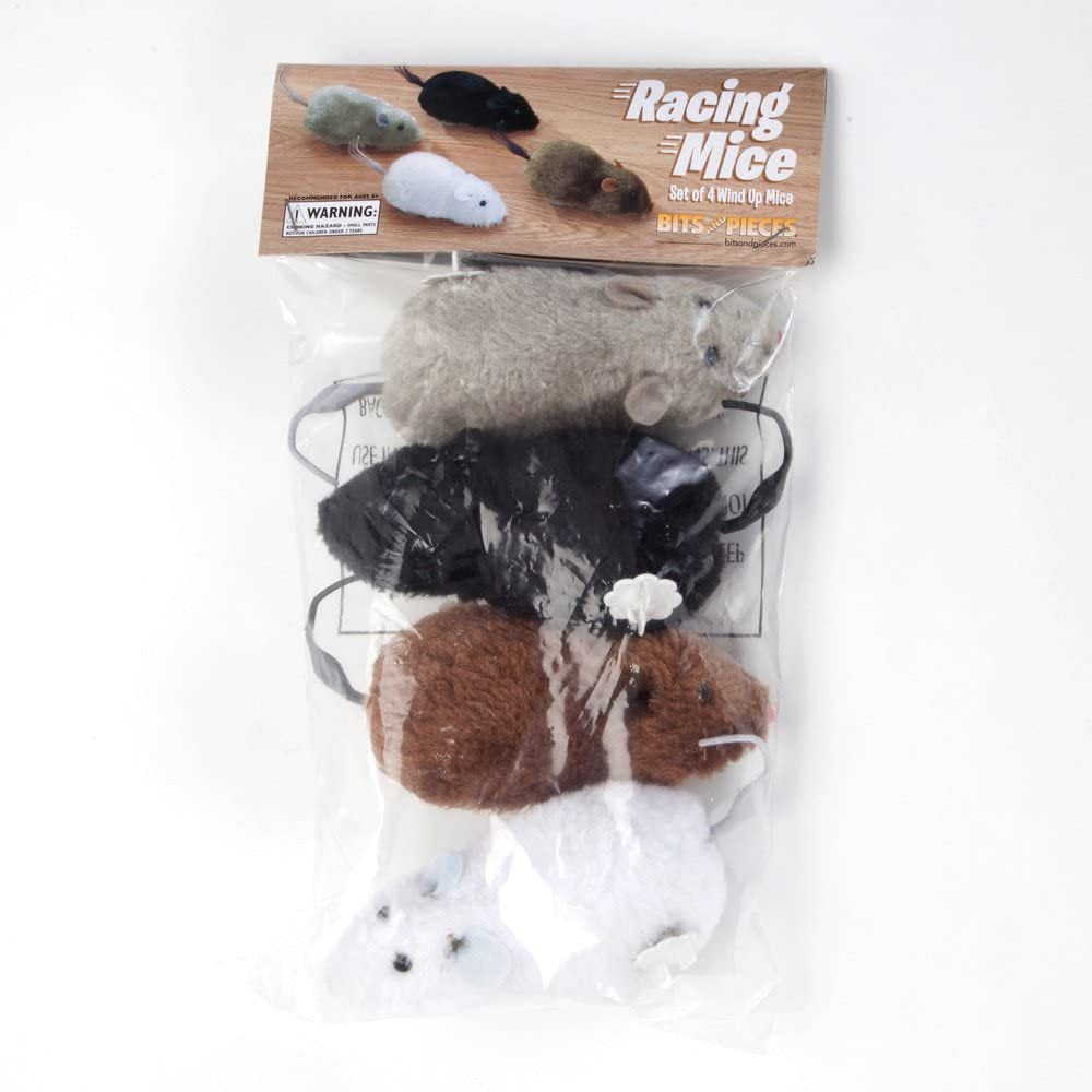4-Pack Wind Up Mouse Cat Toys - Interactive Plush Mice with Clockwork Movement for Indoor Cats, Fun Chasing & Play
