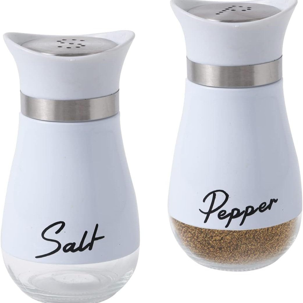 Stainless Steel Salt and Pepper Shakers Set – Premium Glass-Bottom Dispensers for Kitchen, BBQ, Camping & Table Use