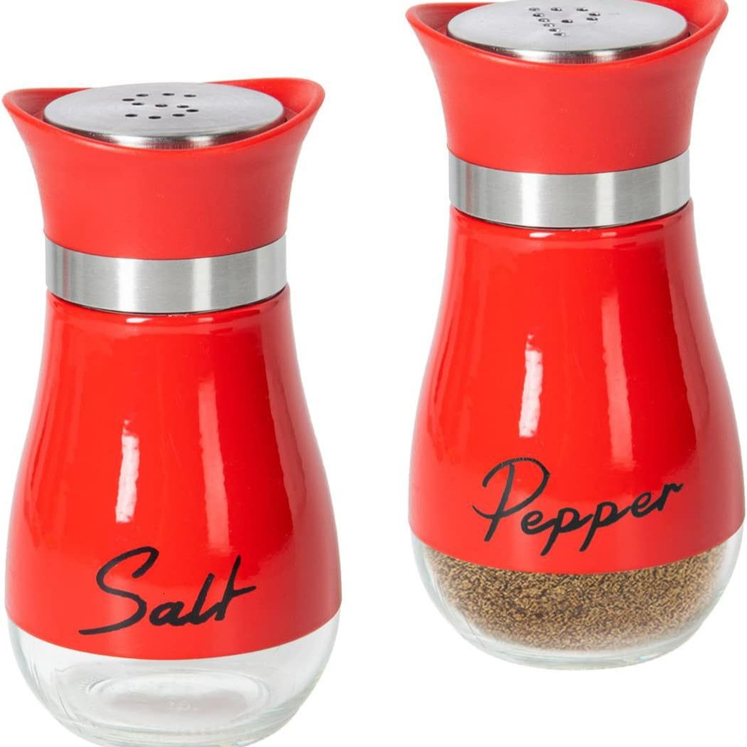 Stainless Steel Salt and Pepper Shakers Set – Premium Glass-Bottom Dispensers for Kitchen, BBQ, Camping & Table Use