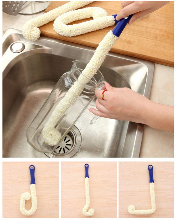 Flexible Long Handle Bottle Cleaning Brush – Multi-Purpose Scrubber for Decanters, Glasses, and More,2PCS