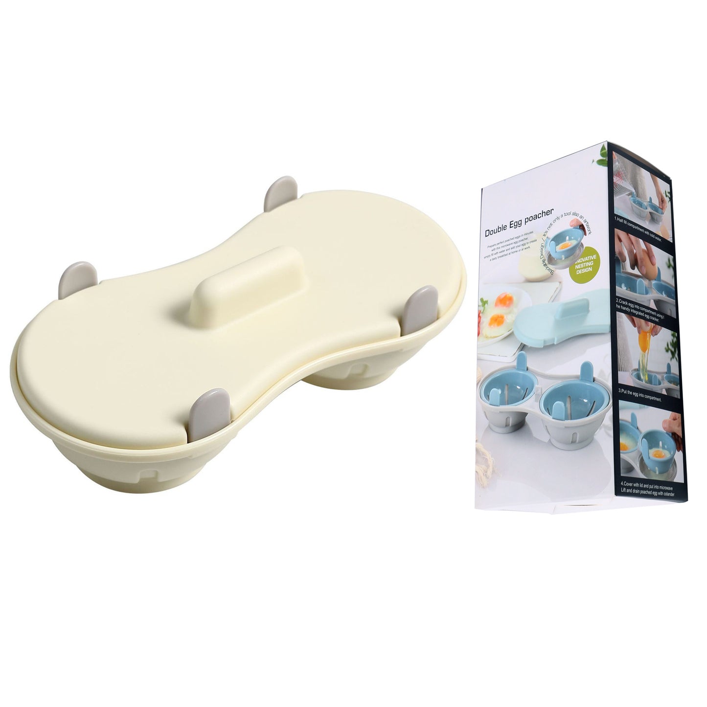 Microwavable Egg Poacher & Steamer – Dishwasher-Safe with Measure Cup | Easy Poached Egg Maker