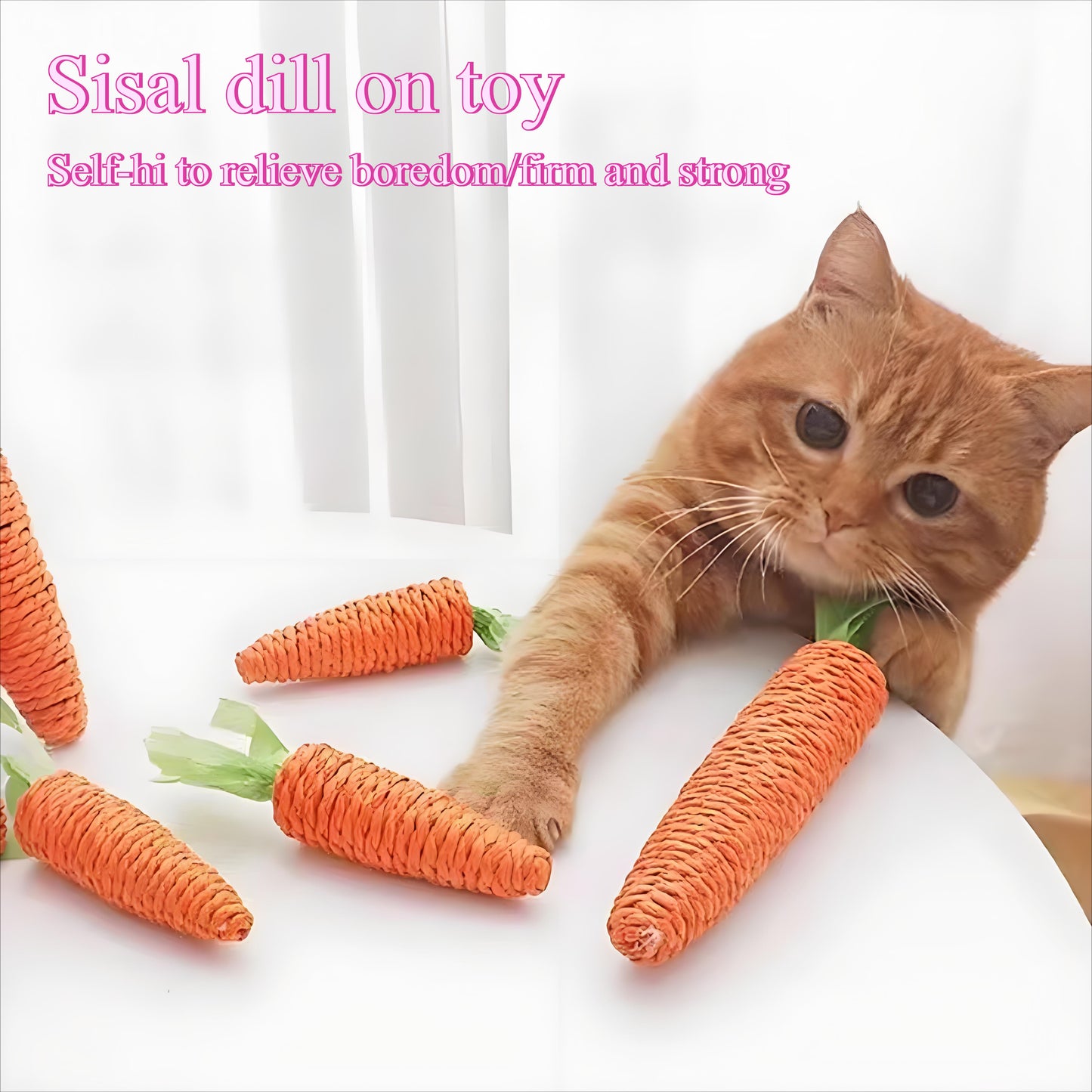 Orange Sisal Carrot Cat Toy - Dental Chew & Interactive Teether for Kittens