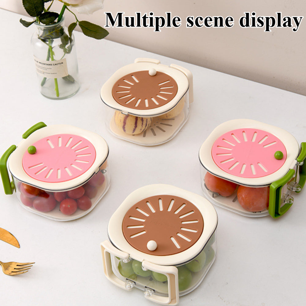2-in-1 Fruit & Vegetable Washing Basket with Strainer Lid – Collapsible Handle Drainer Container for Kitchen Storage