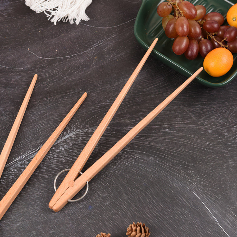 Long Wooden Toaster Tongs – Kitchen Utensil for Bread, Pickles, Muffins, and Cooking
