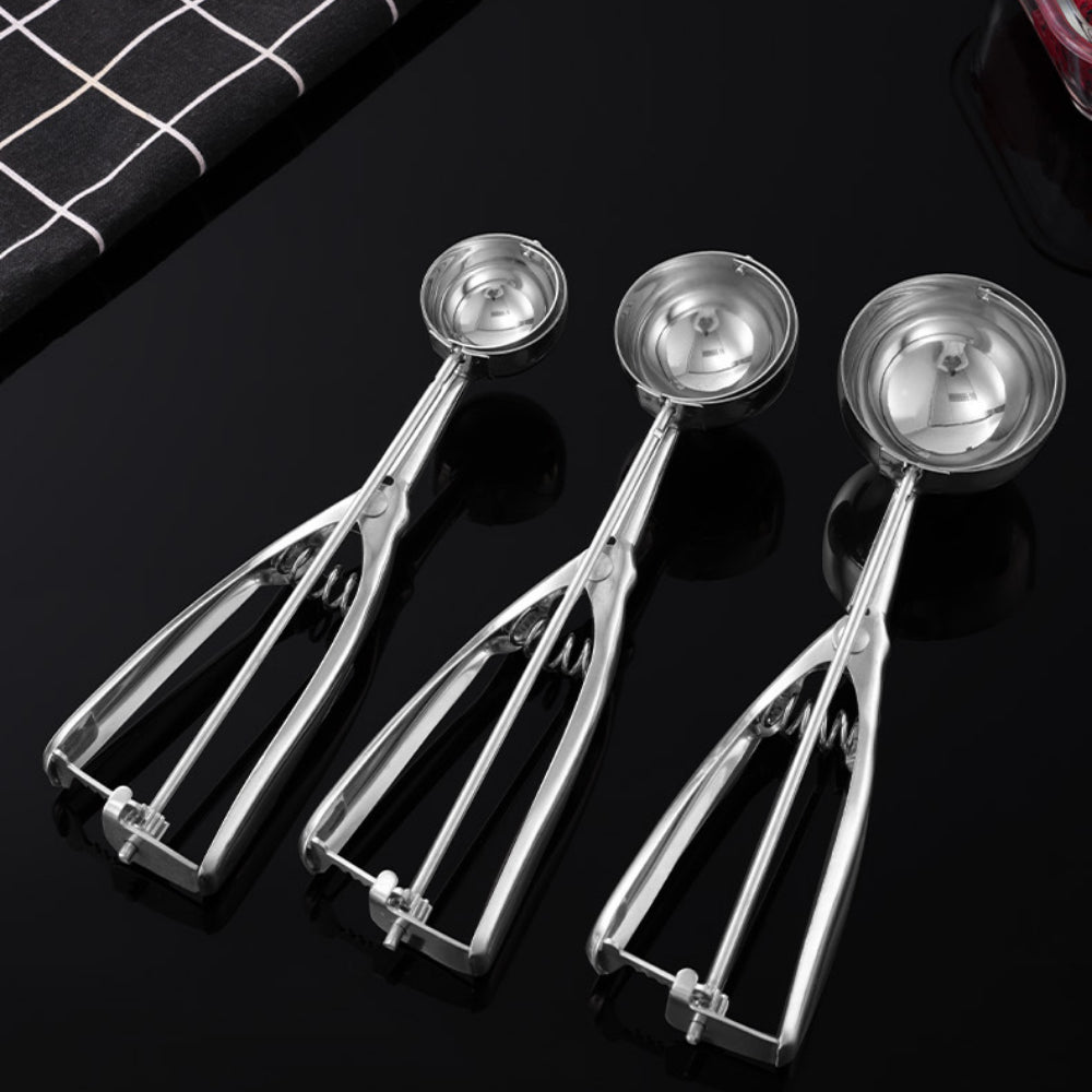Stainless Steel Large Cookie & Ice Cream Scoop – Ergonomic Trigger Design for Baking and Scooping
