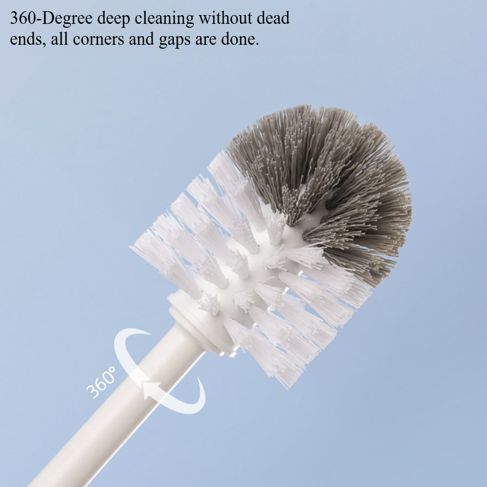 Long Handle Toilet Brush Set – Soft Bristle Bathroom Cleaning Brush with Holder