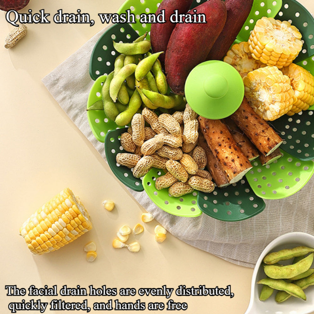 Collapsible Steamer Basket – Silicone, Non-Scratch & Expandable for Pots – Perfect for Veggies, Fish & Seafood