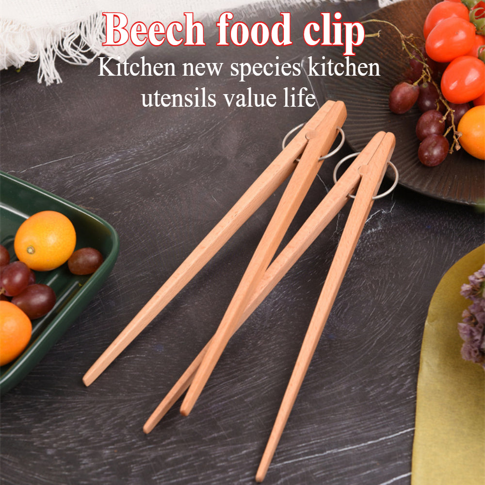 Long Wooden Toaster Tongs – Kitchen Utensil for Bread, Pickles, Muffins, and Cooking