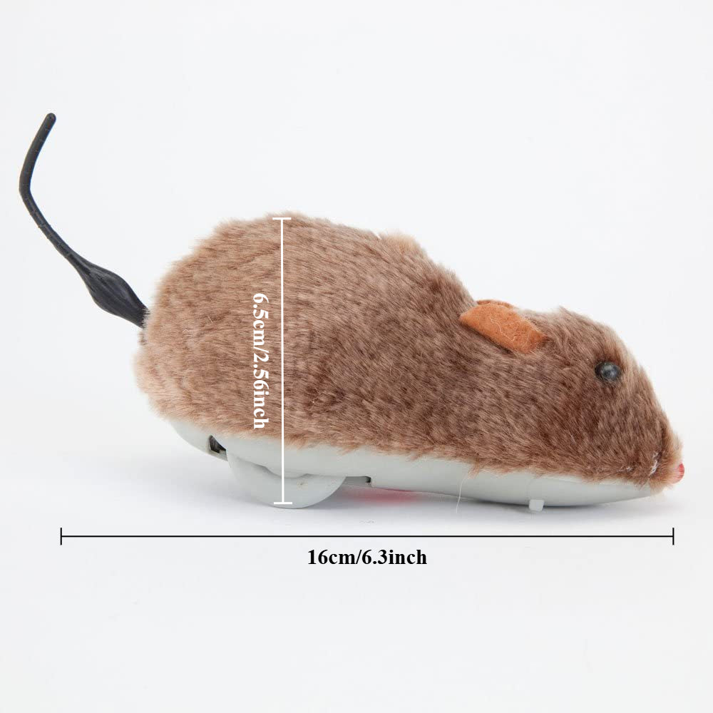 4-Pack Wind Up Mouse Cat Toys - Interactive Plush Mice with Clockwork Movement for Indoor Cats, Fun Chasing & Play