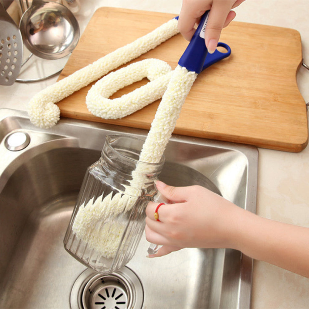 Flexible Long Handle Bottle Cleaning Brush – Multi-Purpose Scrubber for Decanters, Glasses, and More,2PCS
