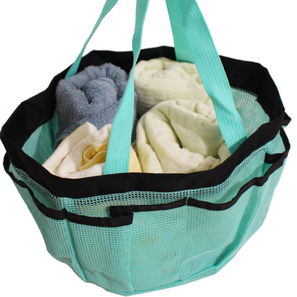 Extra-Large Mesh Shower Caddy - 7-Pocket Hanging Organizer for Dorm, Gym & Travel - Collapsible Quick-Dry Shower Tote Bag