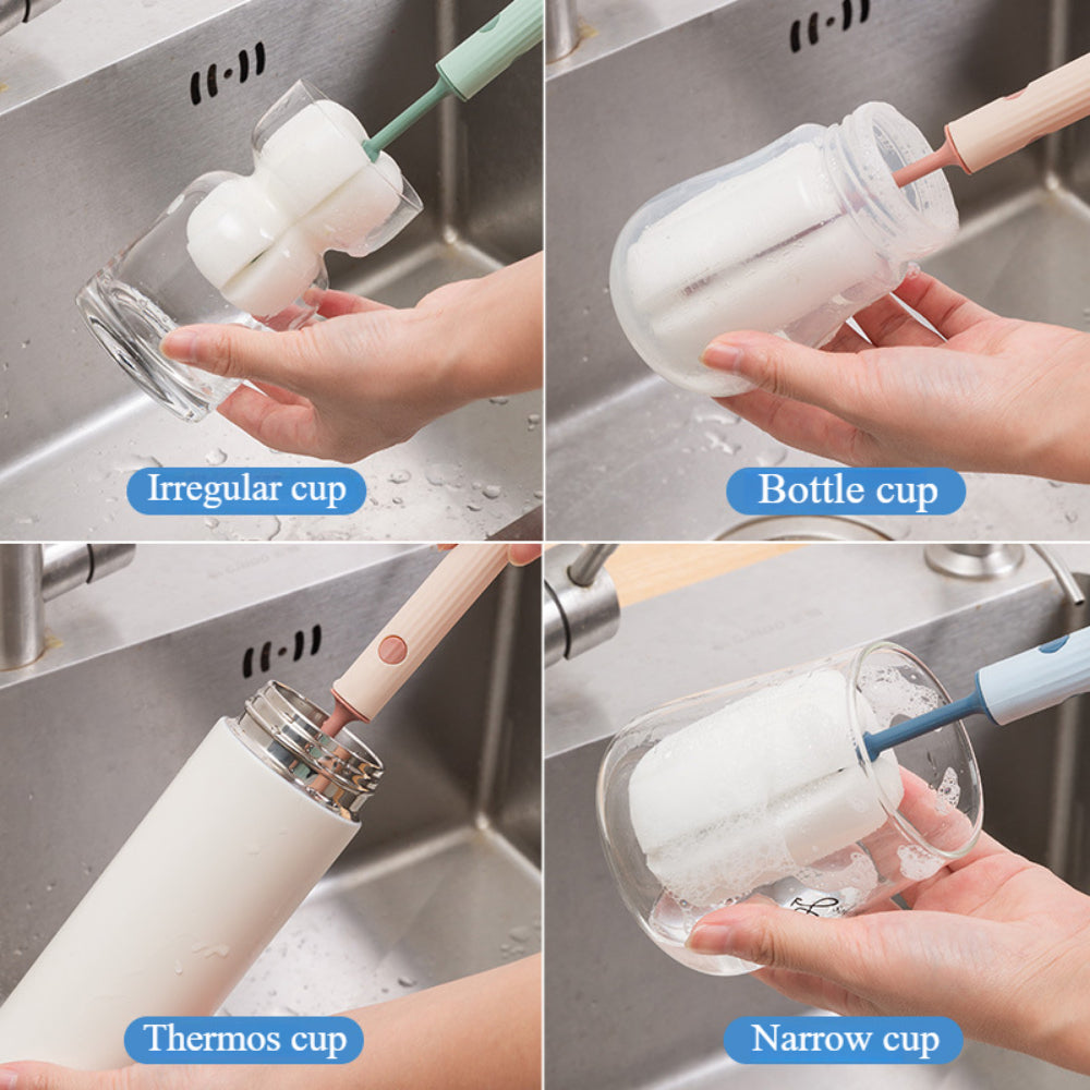 2-Pack Soft Sponge Bottle Brushes – Gentle Non-Scratch Cleaner for Baby Bottles, Cups & Hard-to-Reach Stains