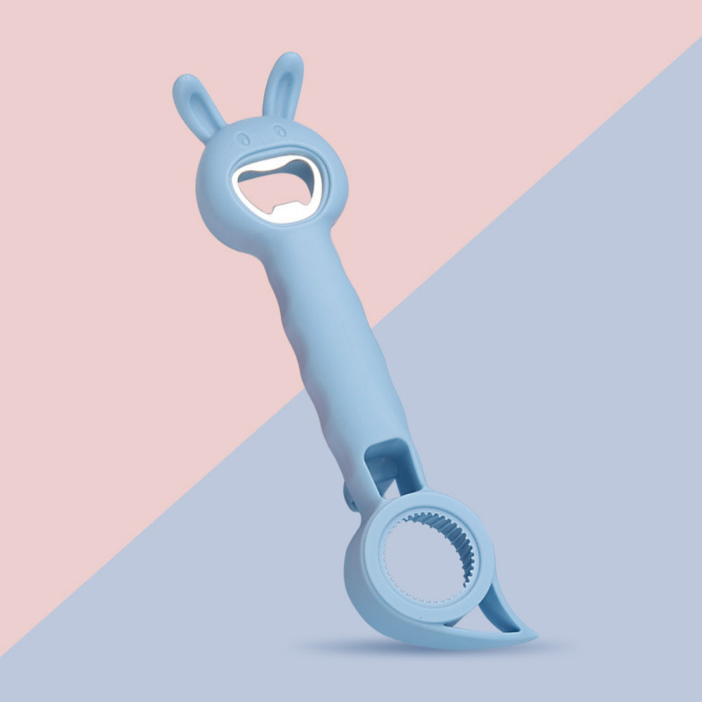 2PCS 4-in-1 Multi-Function Bottle & Jar Opener Set - Cute Rabbit Design for Elderly/Children + Kitchen Can/Beer Opener Tool