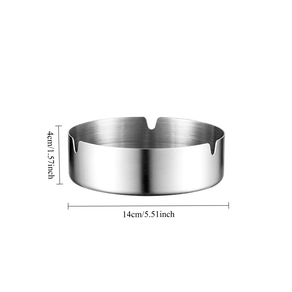 2-Piece Stainless Steel Cigar & Cigarette Ashtray Set – Modern Round Design for Home/Patio