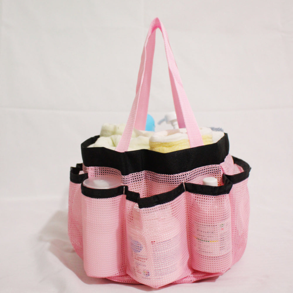 Extra-Large Mesh Shower Caddy - 7-Pocket Hanging Organizer for Dorm, Gym & Travel - Collapsible Quick-Dry Shower Tote Bag