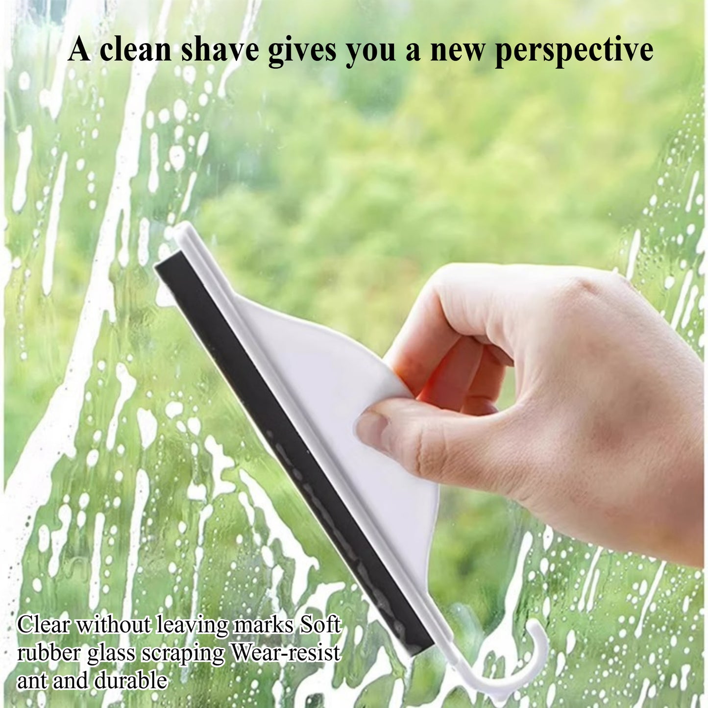 Mini Shower Squeegee with Hook - 2-Pack Silicone Water Wiper for Bathroom Mirror, Kitchen Counter & Tiles