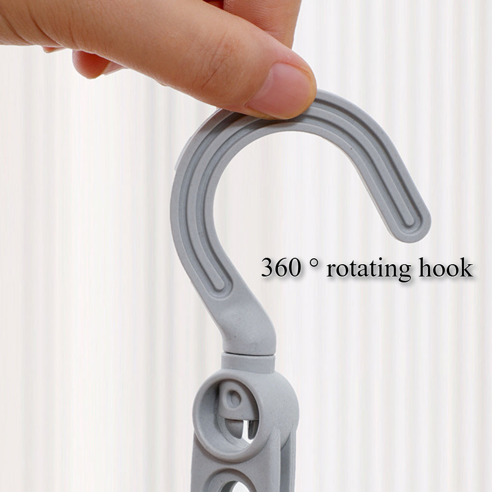 Portable Folding Clothes Drying Rack with Hook - Compact Travel Hanger for Laundry, RV, Cruise Ships etc.