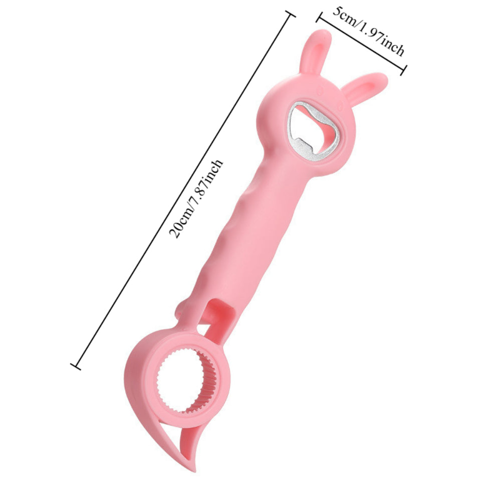 2PCS 4-in-1 Multi-Function Bottle & Jar Opener Set - Cute Rabbit Design for Elderly/Children + Kitchen Can/Beer Opener Tool