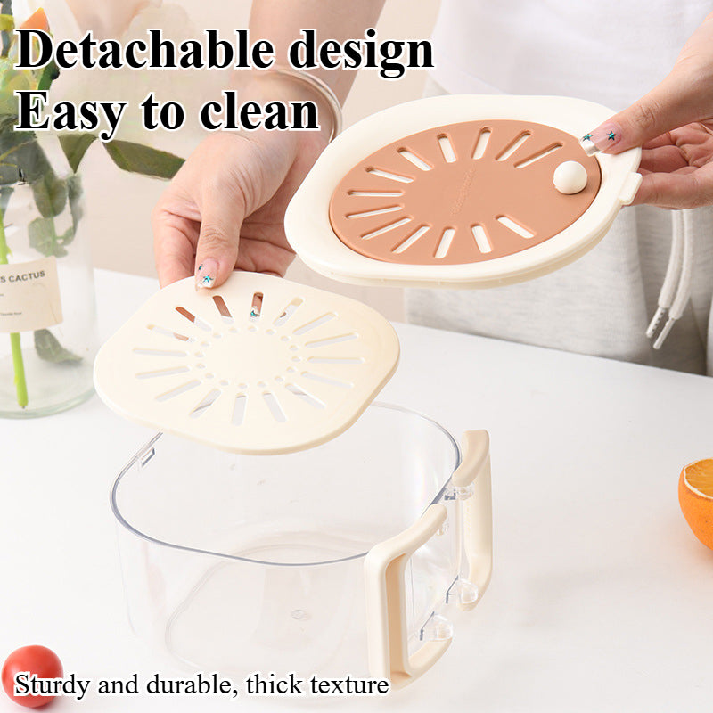 2-in-1 Fruit & Vegetable Washing Basket with Strainer Lid – Collapsible Handle Drainer Container for Kitchen Storage