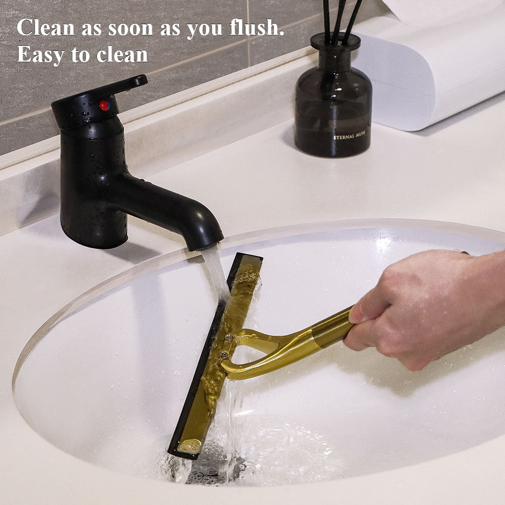 Gold Stainless Steel Shower Squeegee – All-Purpose Glass Wiper for Shower Doors,Tiles, and Car Glass