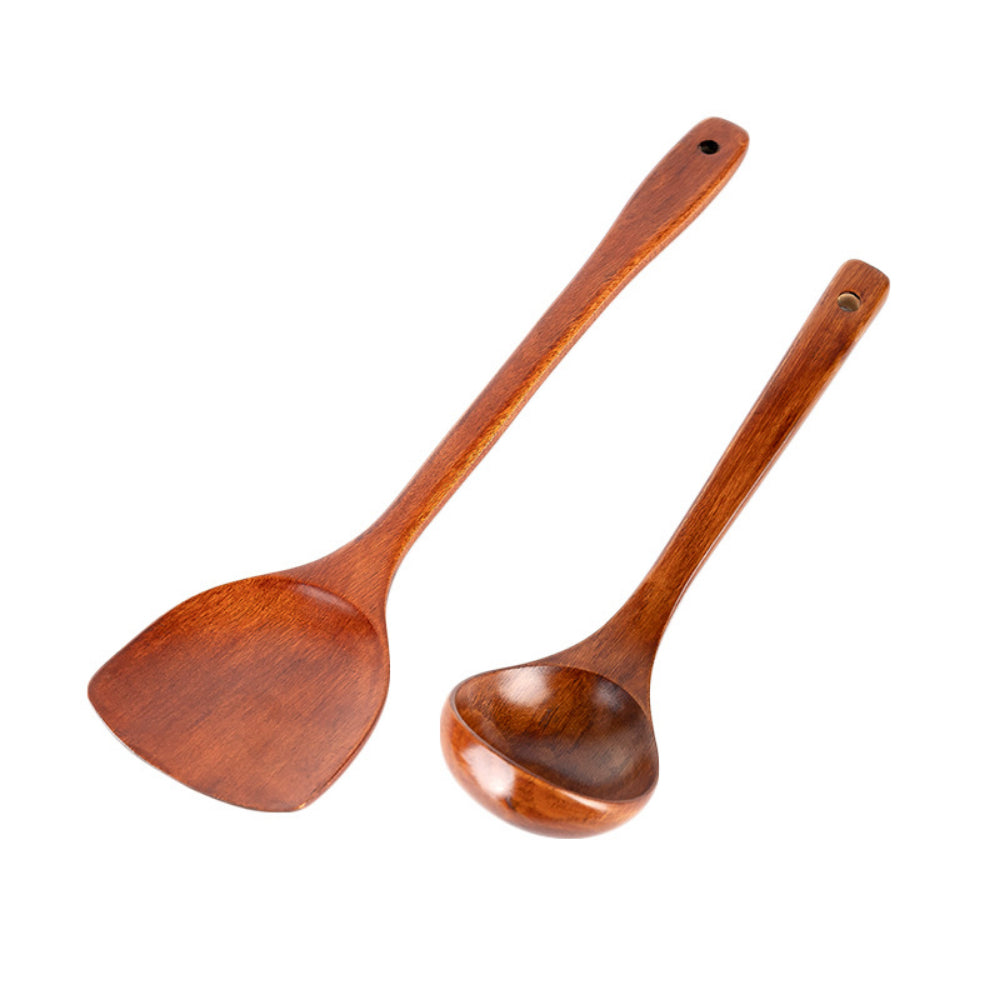 Traditional Lacquered Wooden Spatula - Extra Long Handle for Non-Stick Pans | Heat-Resistant & Scratch-Proof Cooking Tool