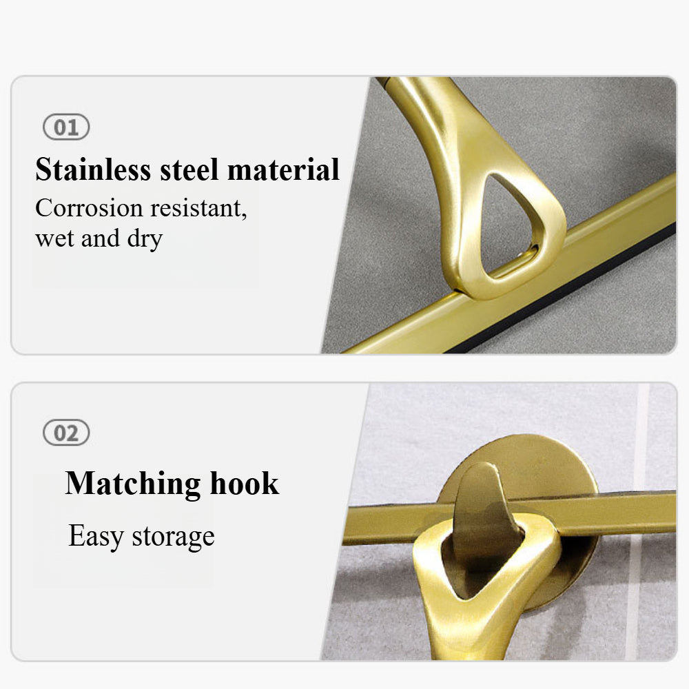 Gold Stainless Steel Shower Squeegee – All-Purpose Glass Wiper for Shower Doors,Tiles, and Car Glass