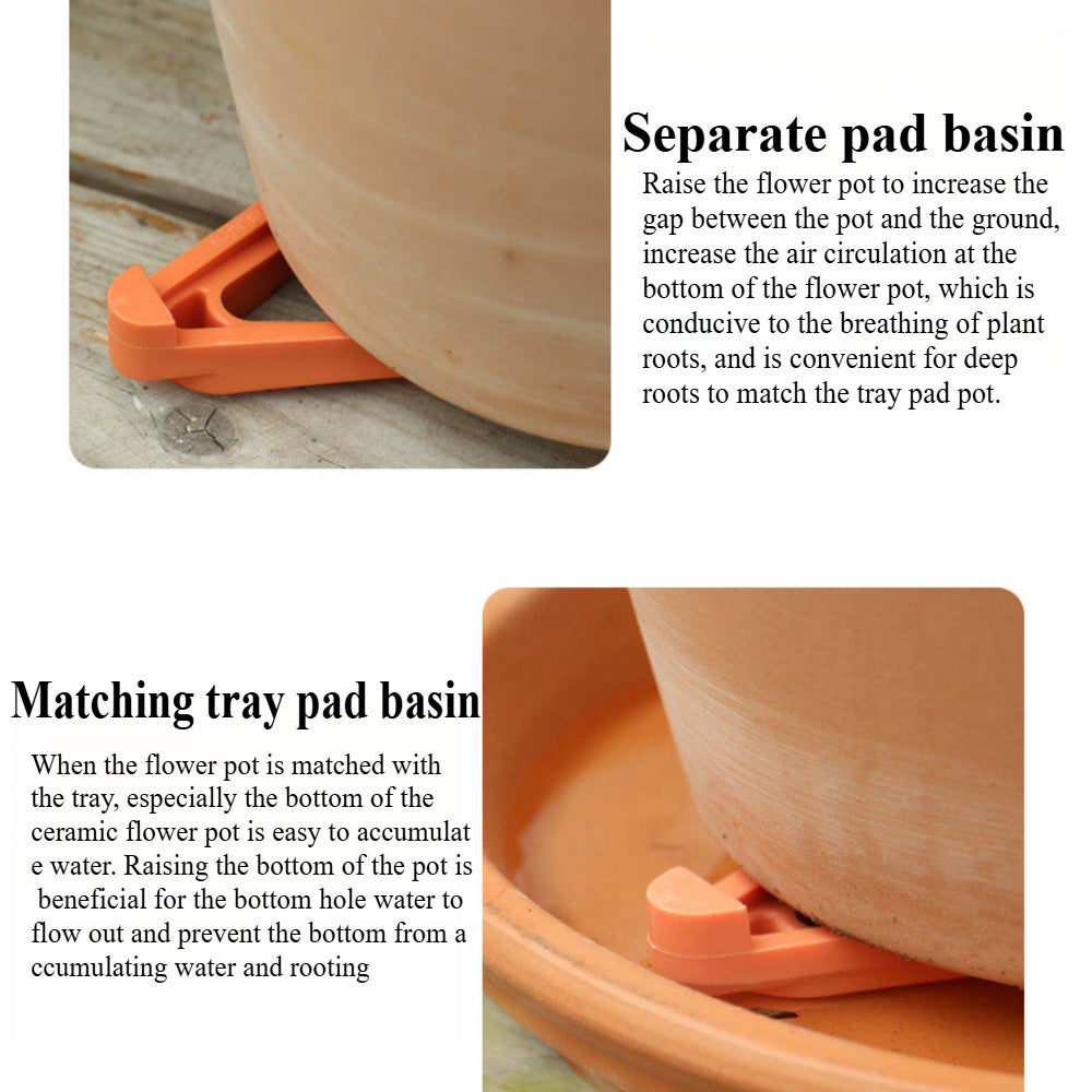 10-Pack Pot Feet Risers - Heavy Duty Planter Standoffs for Indoor/Outdoor Use - Improves Drainage & Protects Decks