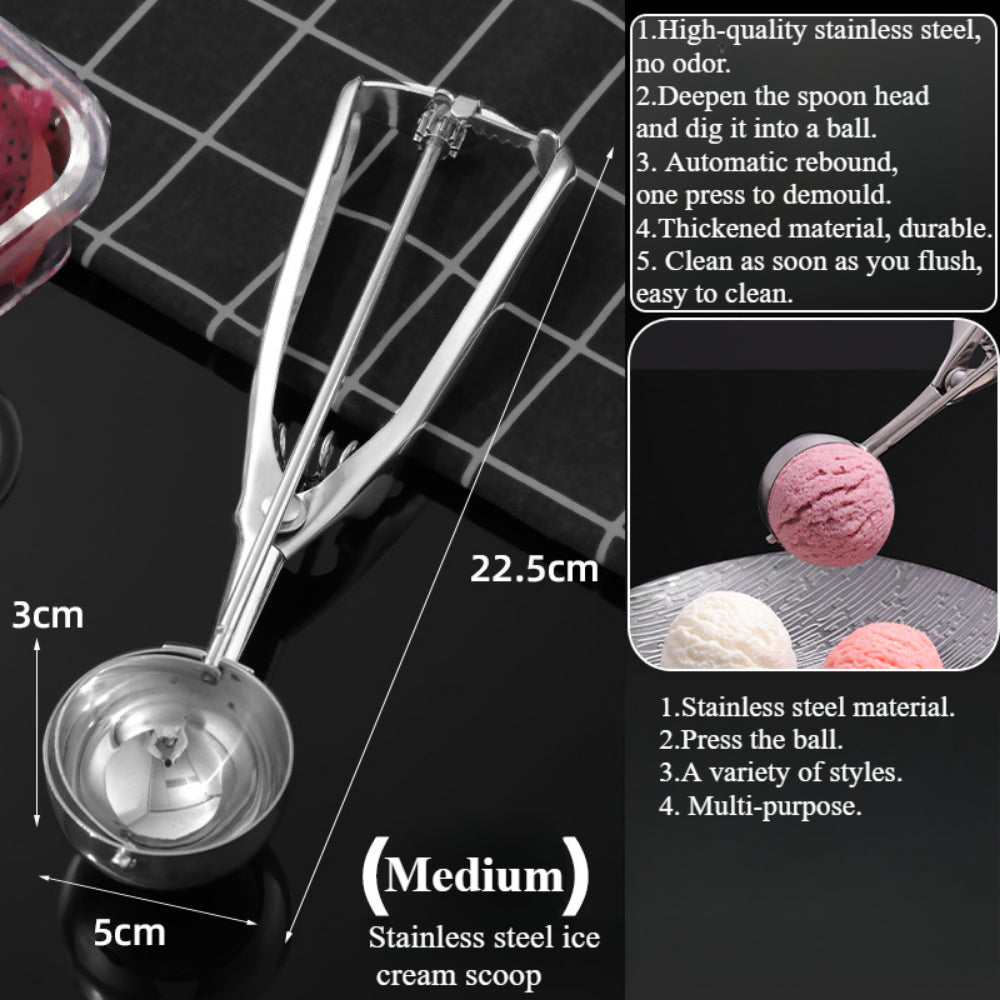 Stainless Steel Large Cookie & Ice Cream Scoop – Ergonomic Trigger Design for Baking and Scooping