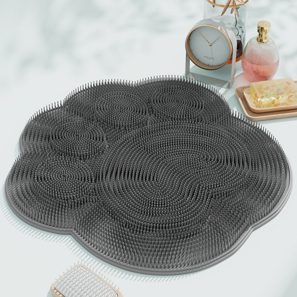 Silicone Shower Foot Scrubber Mat - Wall Mounted with Non-Slip Suction Cups, Exfoliating Massage Pad for Bath & Pedicure