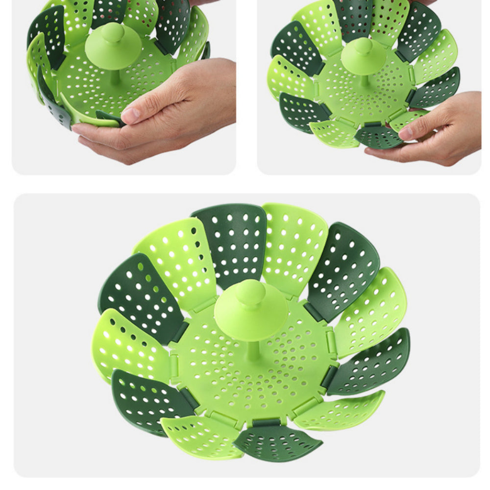 Collapsible Steamer Basket – Silicone, Non-Scratch & Expandable for Pots – Perfect for Veggies, Fish & Seafood