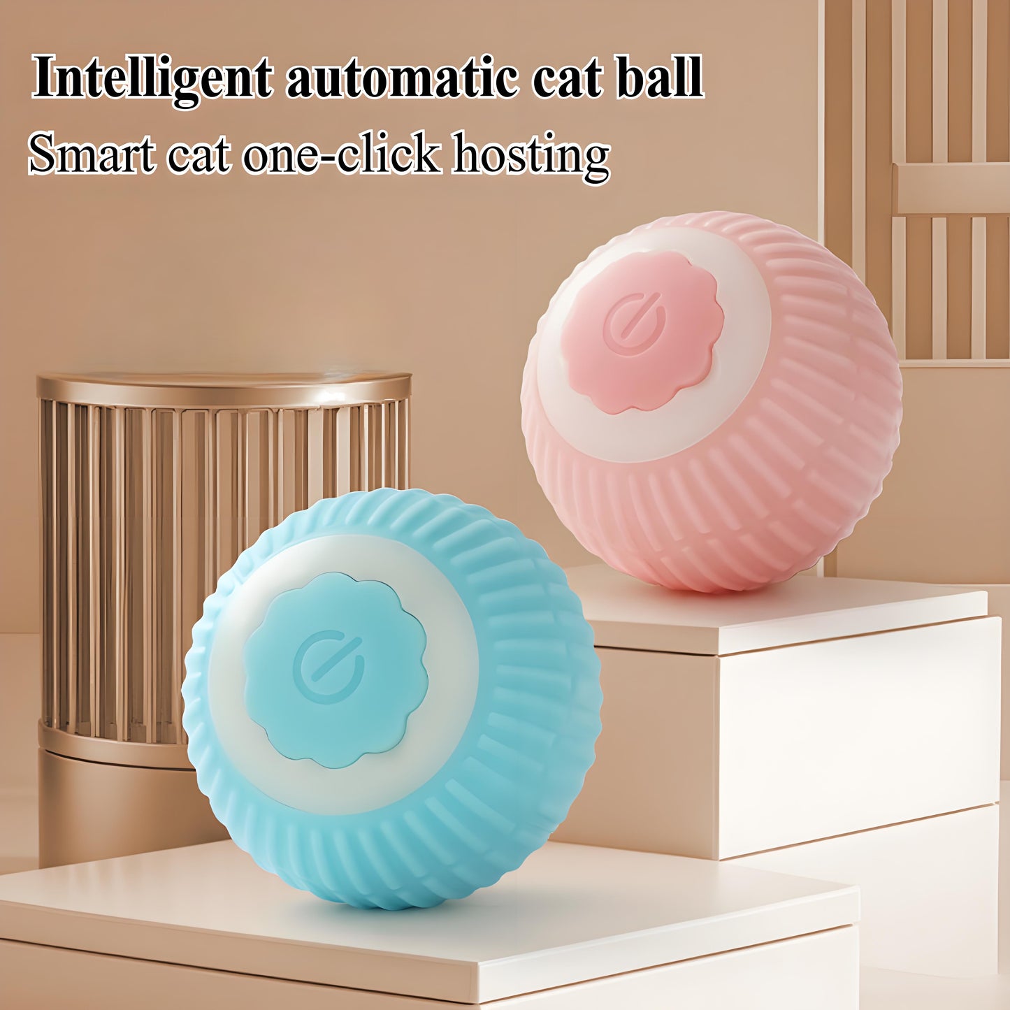 Interactive Cat Toy Ball - 360° Auto-Rolling with LED & Sound - USB Rechargeable Pet Toy