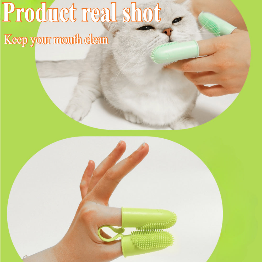 3-Pack Double Finger Dog Toothbrush Kit - 135° Soft Bristle Toothbrush for Small, Medium & Large Dogs, Cats & Puppies (360° Dental Cleaning)