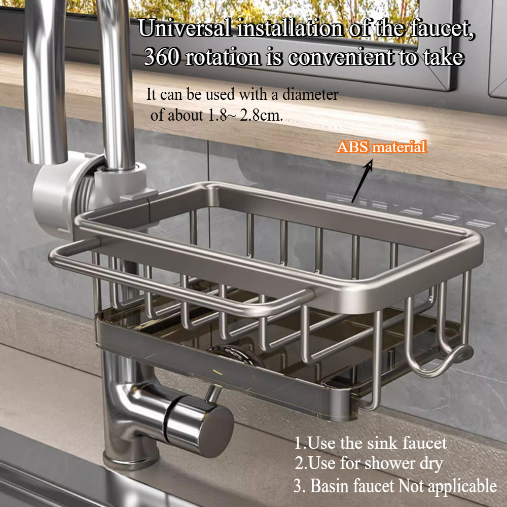 Adjustable Kitchen Sink Faucet Organizer – Sponge & Soap Holder with Detachable Design