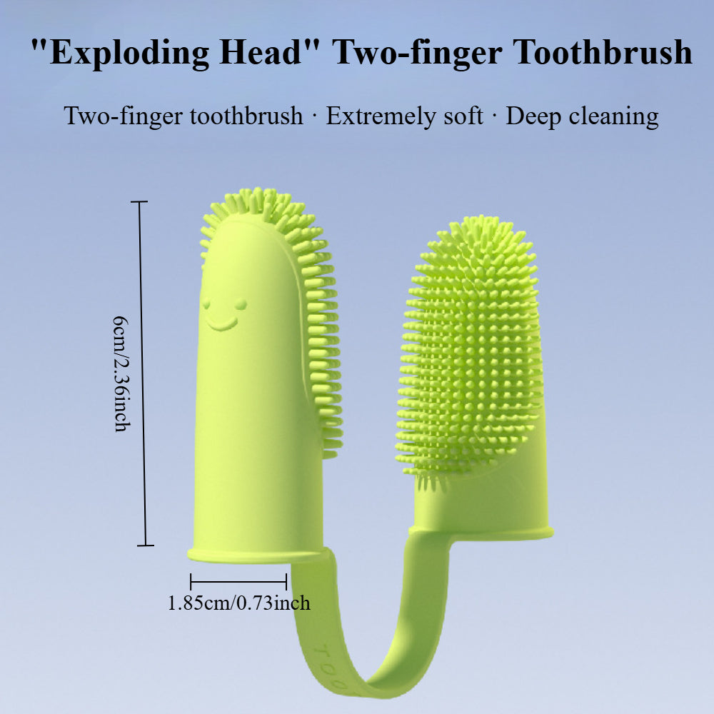 3-Pack Double Finger Dog Toothbrush Kit - 135° Soft Bristle Toothbrush for Small, Medium & Large Dogs, Cats & Puppies (360° Dental Cleaning)
